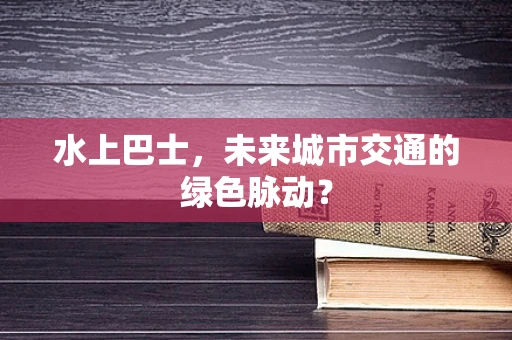 水上巴士，未来城市交通的绿色脉动？