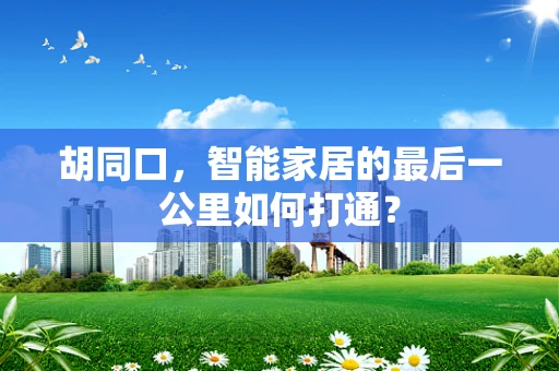 胡同口，智能家居的最后一公里如何打通？
