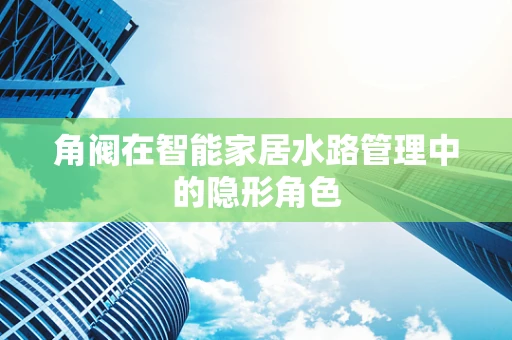 角阀在智能家居水路管理中的隐形角色